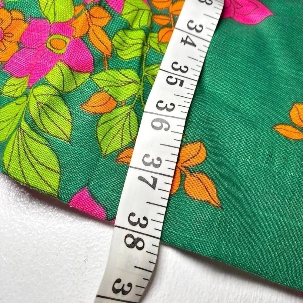 Lee Holliday Kelly Green, Pink, Orange, & Green Floral Print Midi Shift Dress